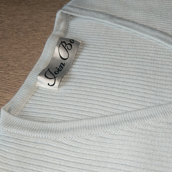 Light Blue 100% Cotton Button-up Ribbed Knit Cardigan - Picture 5 of 5